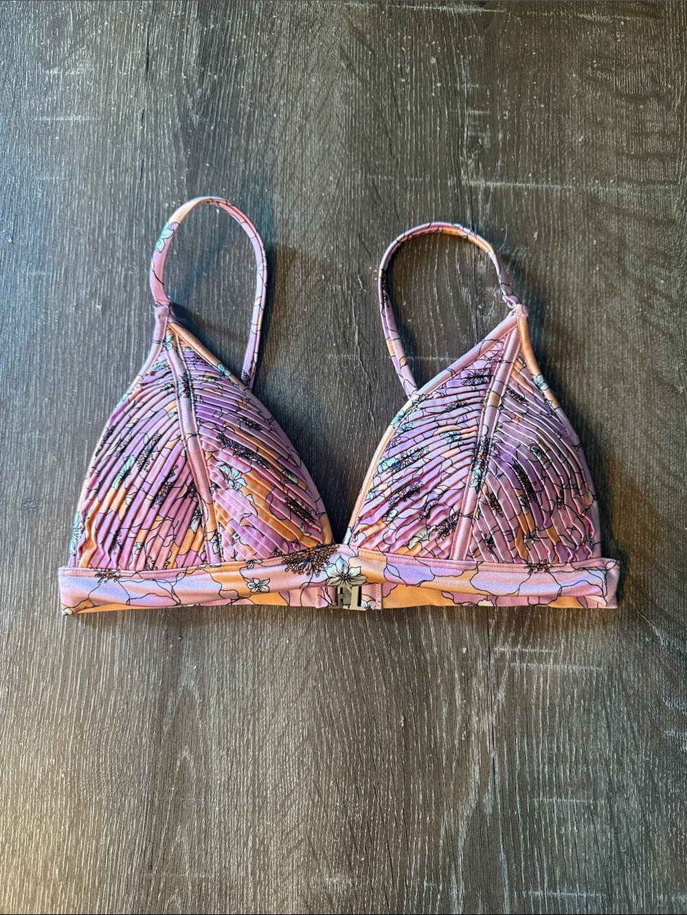 Reiss Floral Padded Bikini Top, Size XS